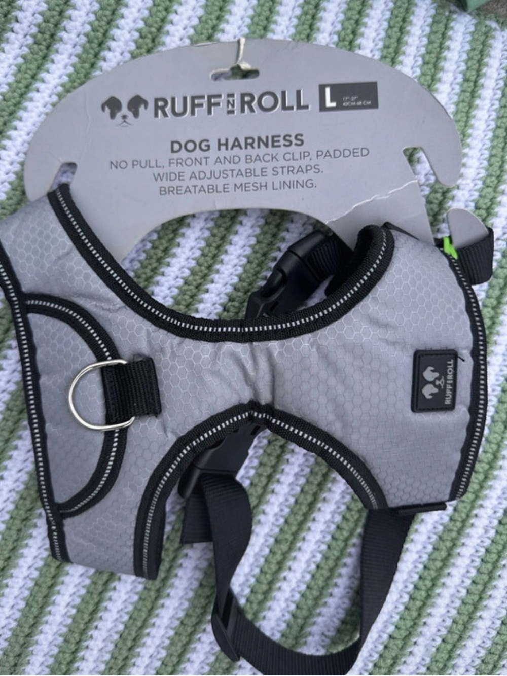 No-Pull Large Dog Harness - Gray and Black - Runs Small